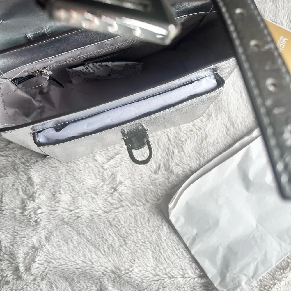 Michael Kors Metallic Silver Satchel - Picture 8 of 11